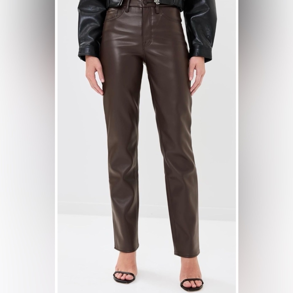 Good American Women's Better Than Leather Good Icon Pants Chocolate Brown Sz 20
